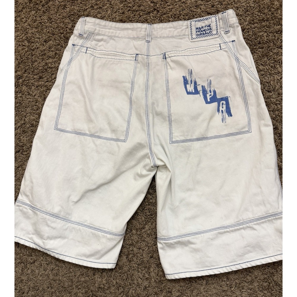 Vintage 90's Marithe Francois Girbaud Hip Hop White Baggy Denim Shorts Sz 38x12